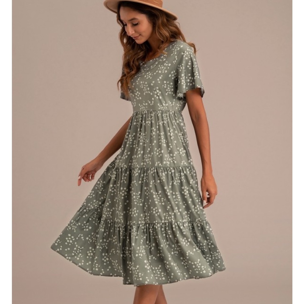 Petallush Green Smocked Tiered Sundress